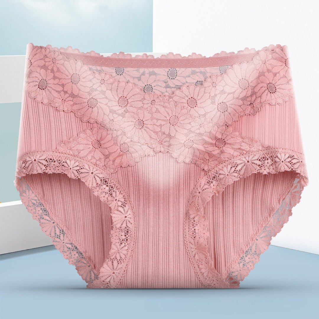 Women's Seamless Mid-rise Lace Stitching Cotton Breathable Plus size Panties