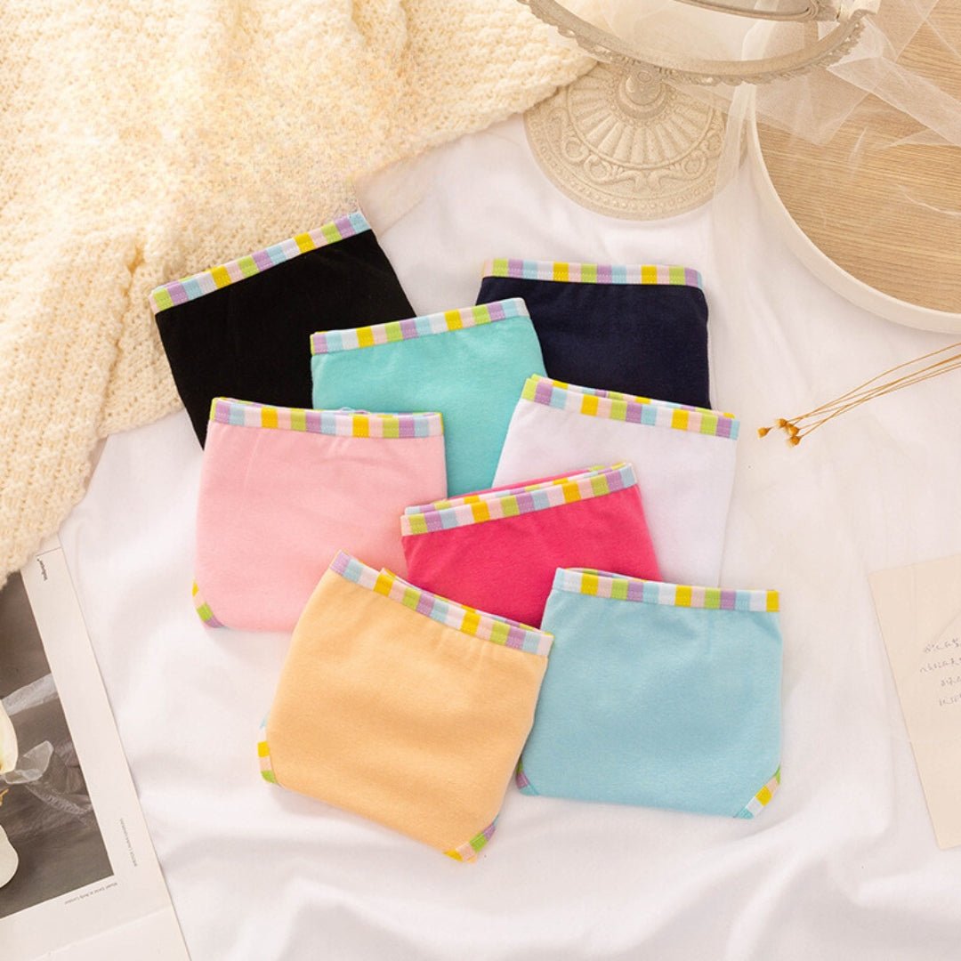 Solid Color Striped Design, Flexible Comfortable Panties