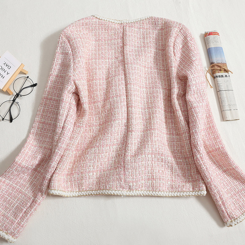French Tweed Short Jacket Loose Long-Sleeved Cardigan Top