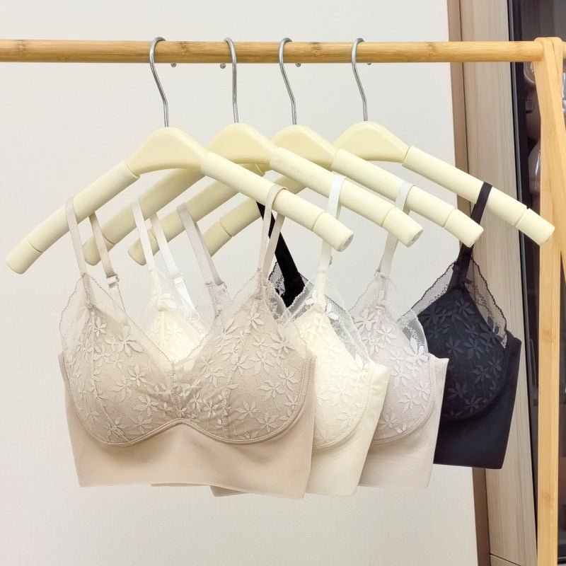 Thin seamless Beautiful Back Fixed Cup Ice Silk Padded Bra