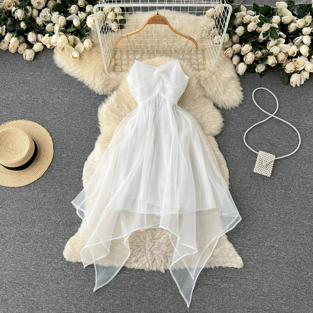 Stylish Cinched Waist Bandeau Dress with Playful Pleats