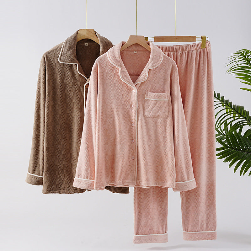 Elegant Island Warm Velvety Coral Fleece Unisex PJs for Autumn and Winter