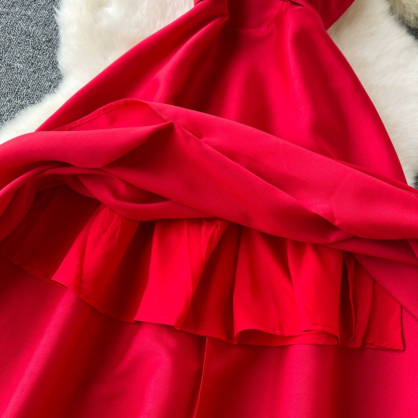 Glamorous Fluffy Long Suspender Party Dress for a Fancy Summer Night