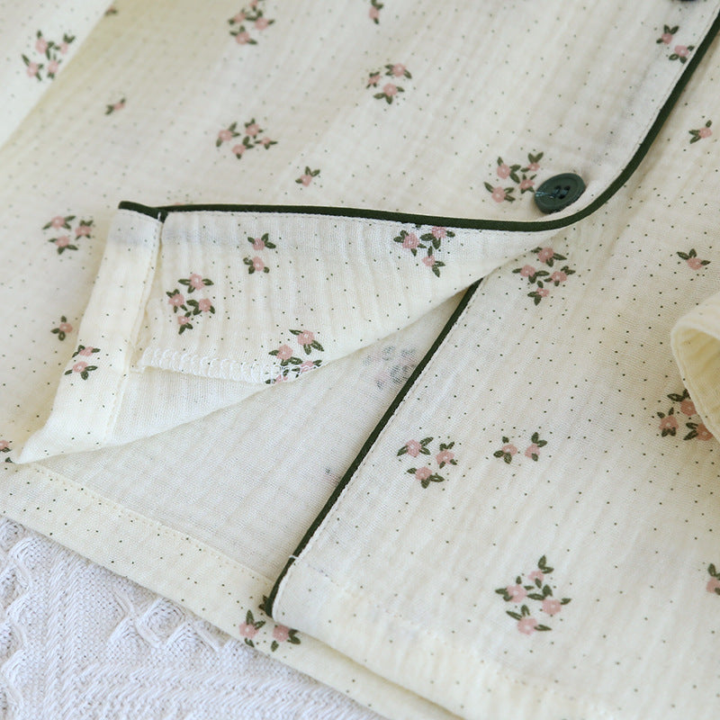 Cozy Forest Floral Luxury Homeware Set With Crepe Cotton Yarn Lapel Collar