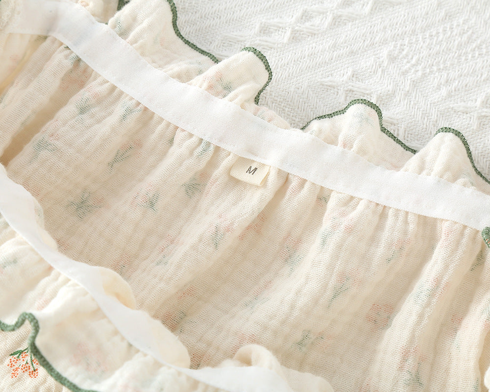 Women's Cotton Crepe Yarn suspender Short-Sleeved Shorts Sleepwear for summer