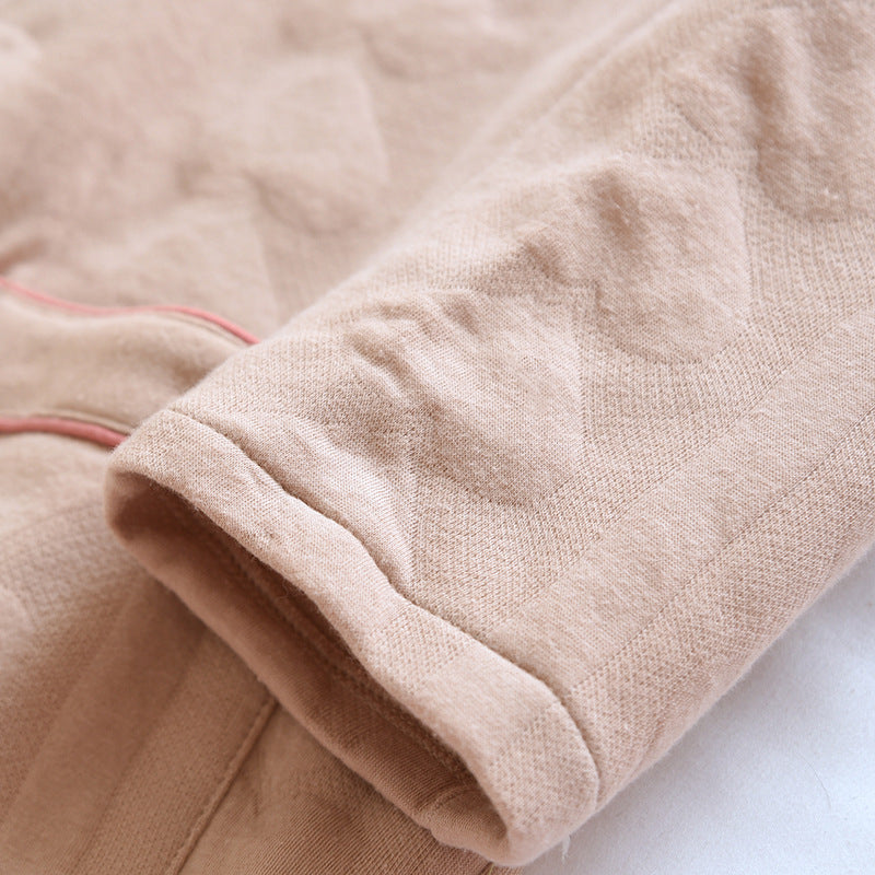 Versatile Women's Solid Color Sleepwear with Air Layer and Long Sleeves