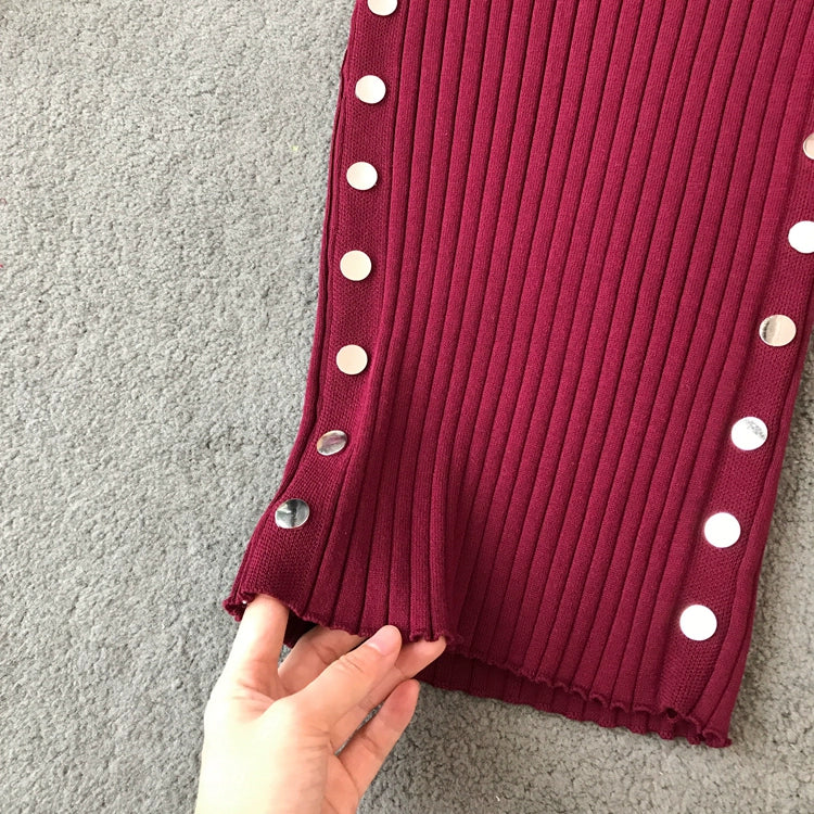 Women's Knitted Slim Fit Round Neck Short Sleeve Bodycon Dress