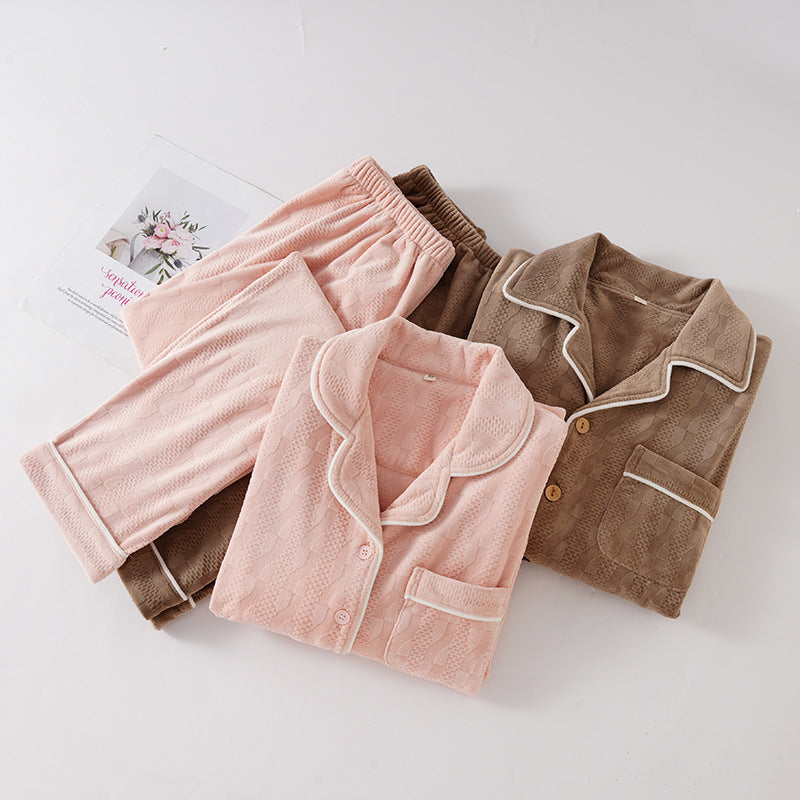Elegant Island Warm Velvety Coral Fleece Unisex PJs for Autumn and Winter