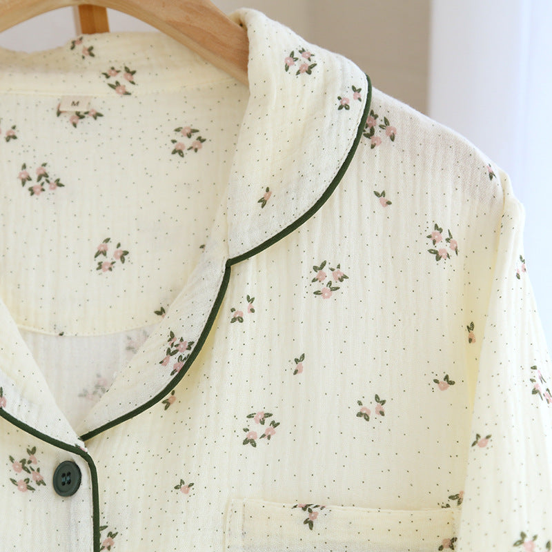 Cozy Forest Floral Luxury Homeware Set With Crepe Cotton Yarn Lapel Collar