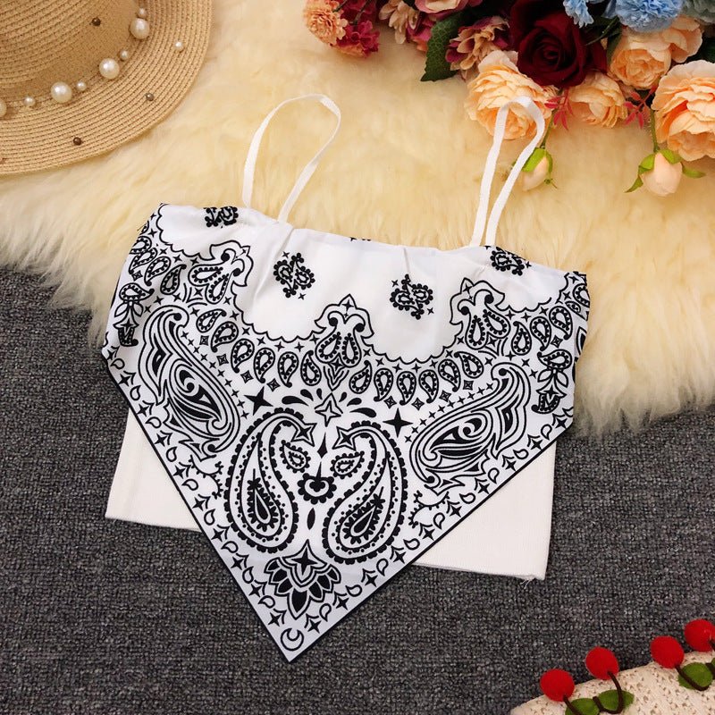 Summer Irregular Pattern Design Camisole Women's Outerwear Belly Pocket Top