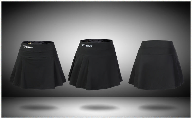 Women's Sports Short Skirt Quick-Drying Breathable Half-Length Pleated Pants Skirt