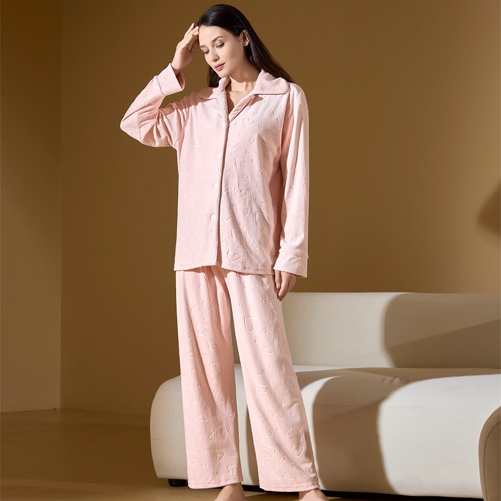 Luxurious Pirate Velvet Winter Loungewear With Printed Love Design