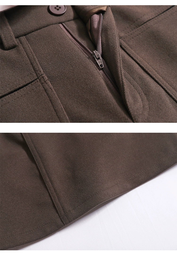 Women's Autumn And Winter New High-Waisted Slim Hip Skirt A-Line Pocket Woolen Cargo Short Skirt