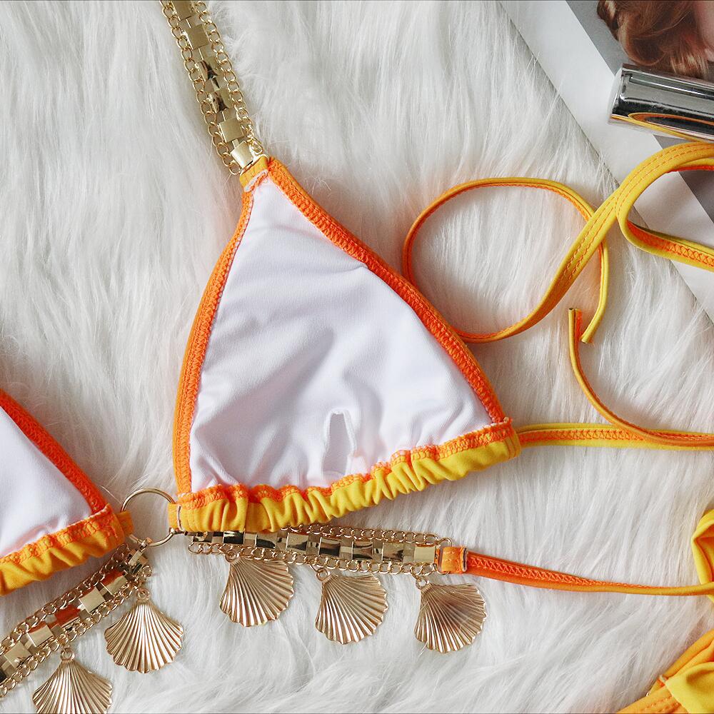 Gradient Print Luxury Crystal Diamond Crafted Women's Bikini Swimsuit