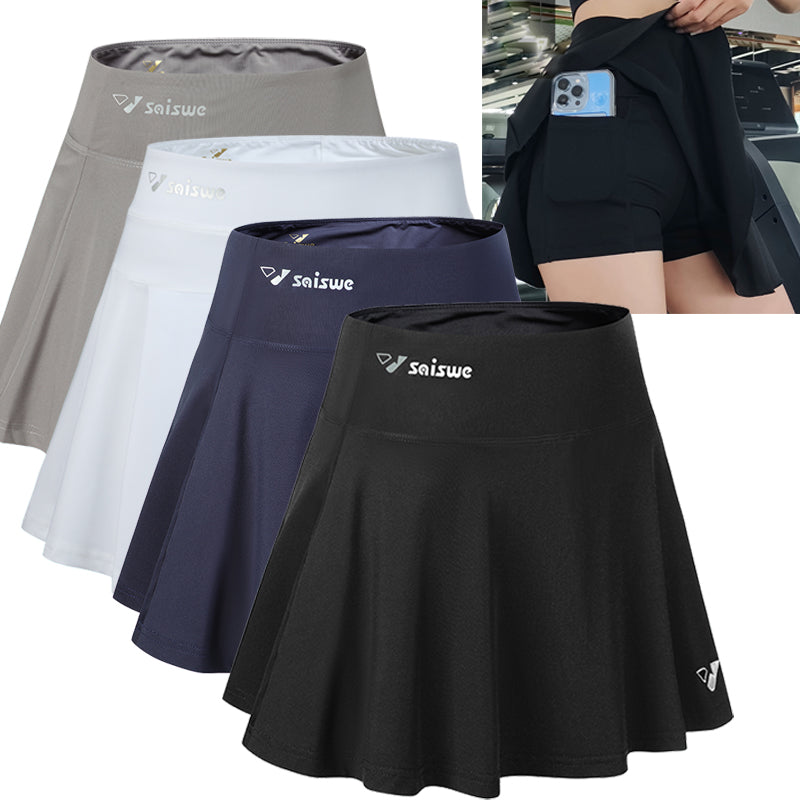 Women's Sports Short Skirt Quick-Drying Breathable Half-Length Pleated Pants Skirt