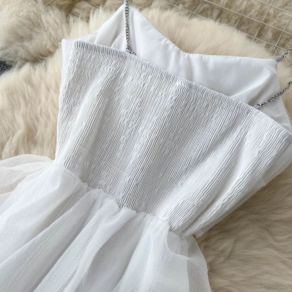 Stylish Cinched Waist Bandeau Dress with Playful Pleats