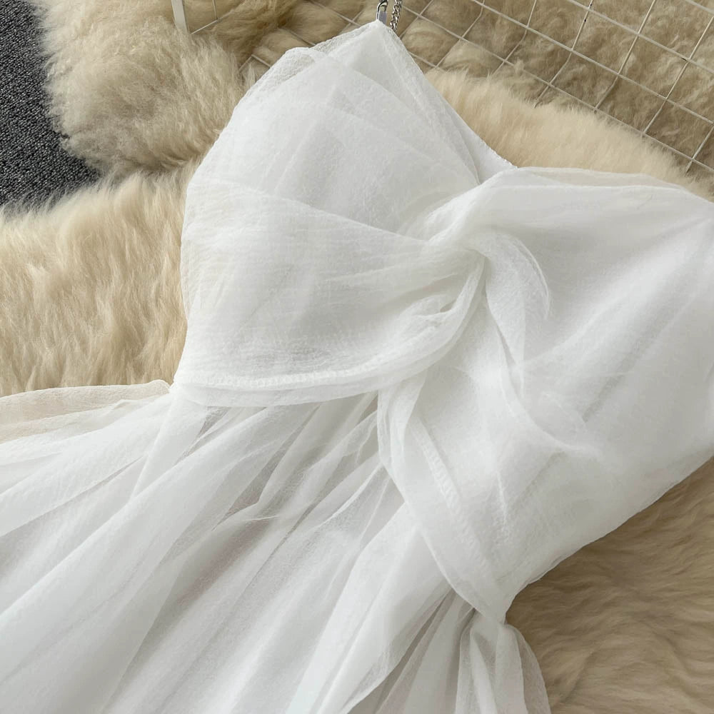Stylish Cinched Waist Bandeau Dress with Playful Pleats