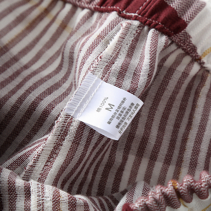 Women's Cotton Double-Layer Yarn Non-Printed Thin Stand-up Collar Loungewear For Spring And Autumn