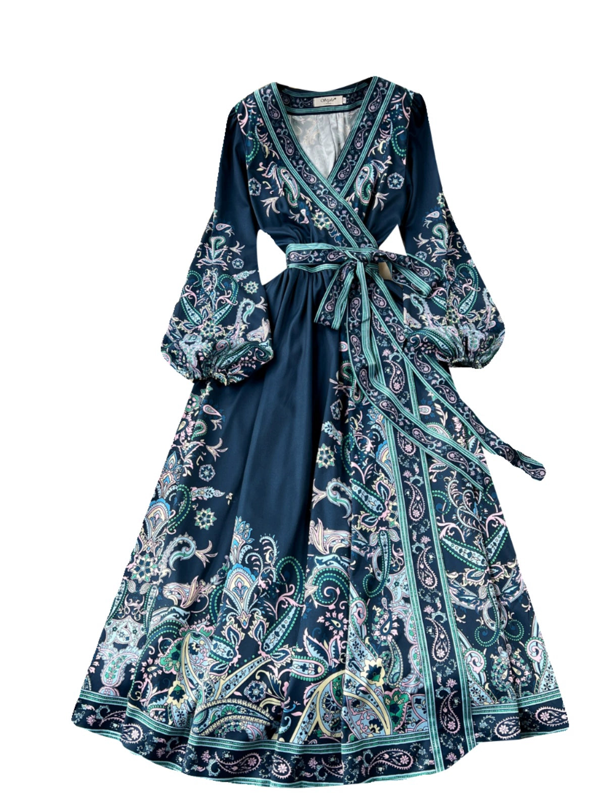 Cruise Couture French Chic One-Piece Tie Waist Dress with Printed Patterns