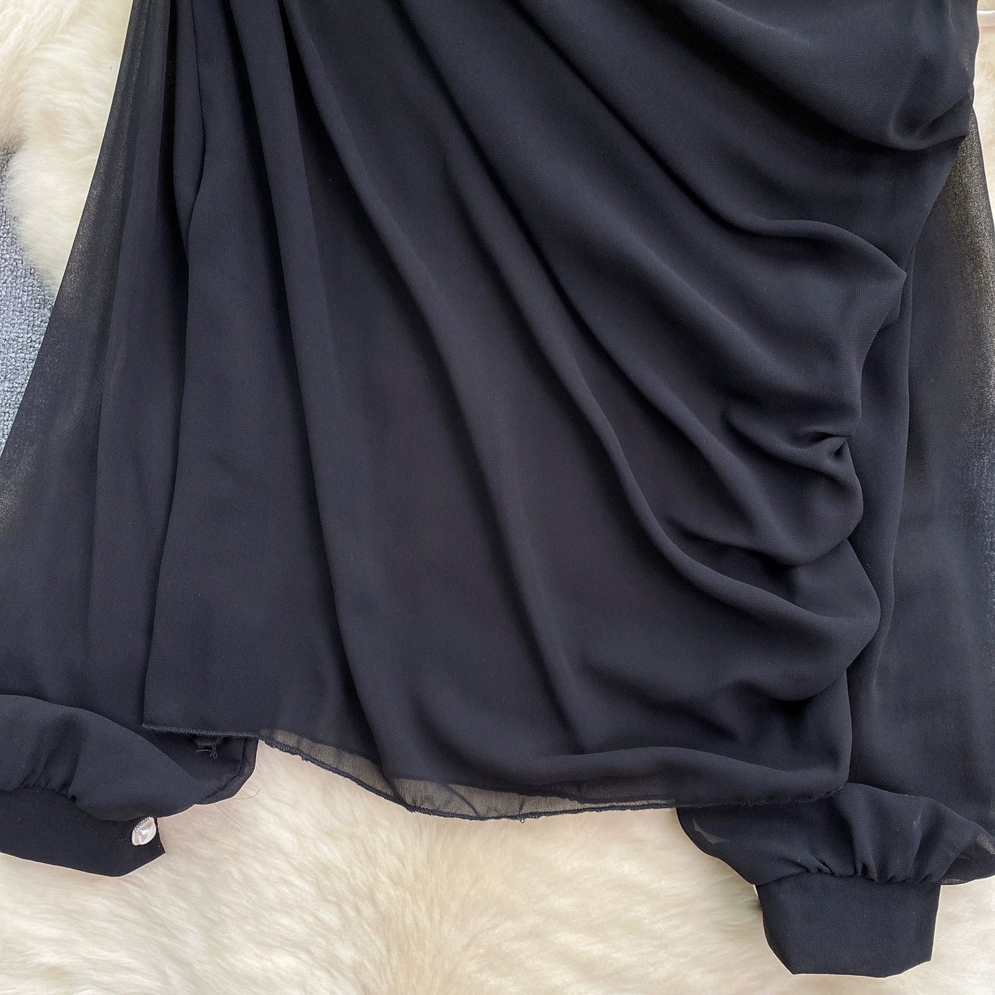 Chiffon Off-Shoulder Puff Sleeve French Top