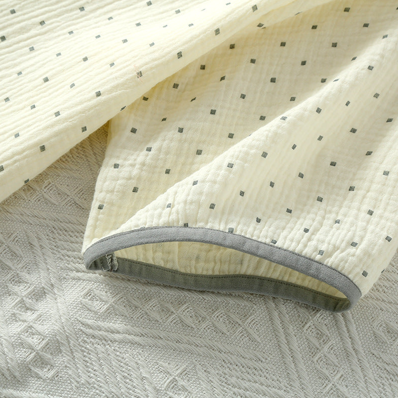 Cozy Cotton Crepe Elastic Collar Sleepwear Set