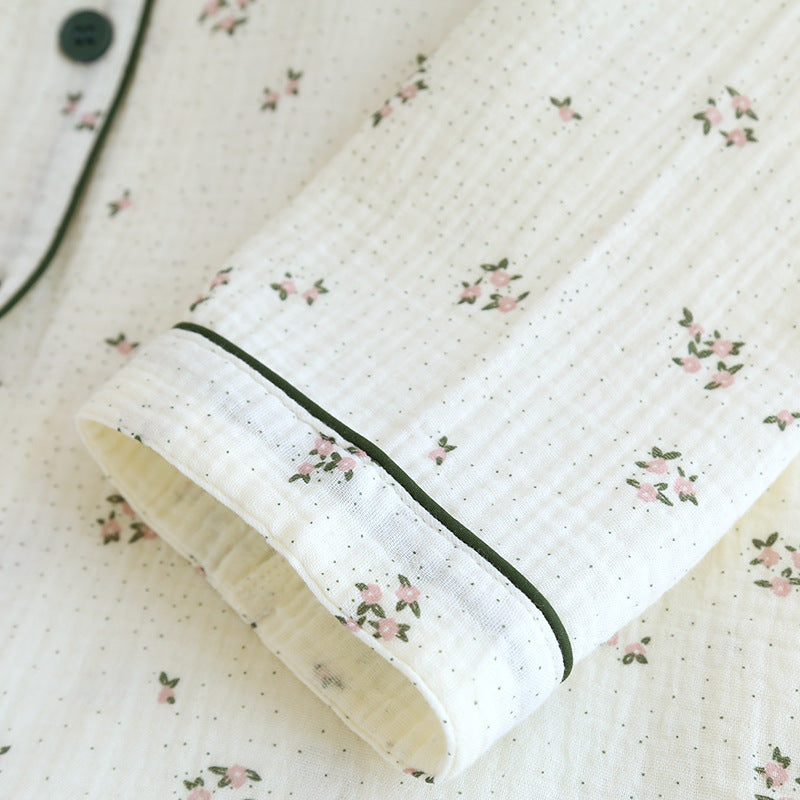 Cozy Forest Floral Luxury Homeware Set With Crepe Cotton Yarn Lapel Collar