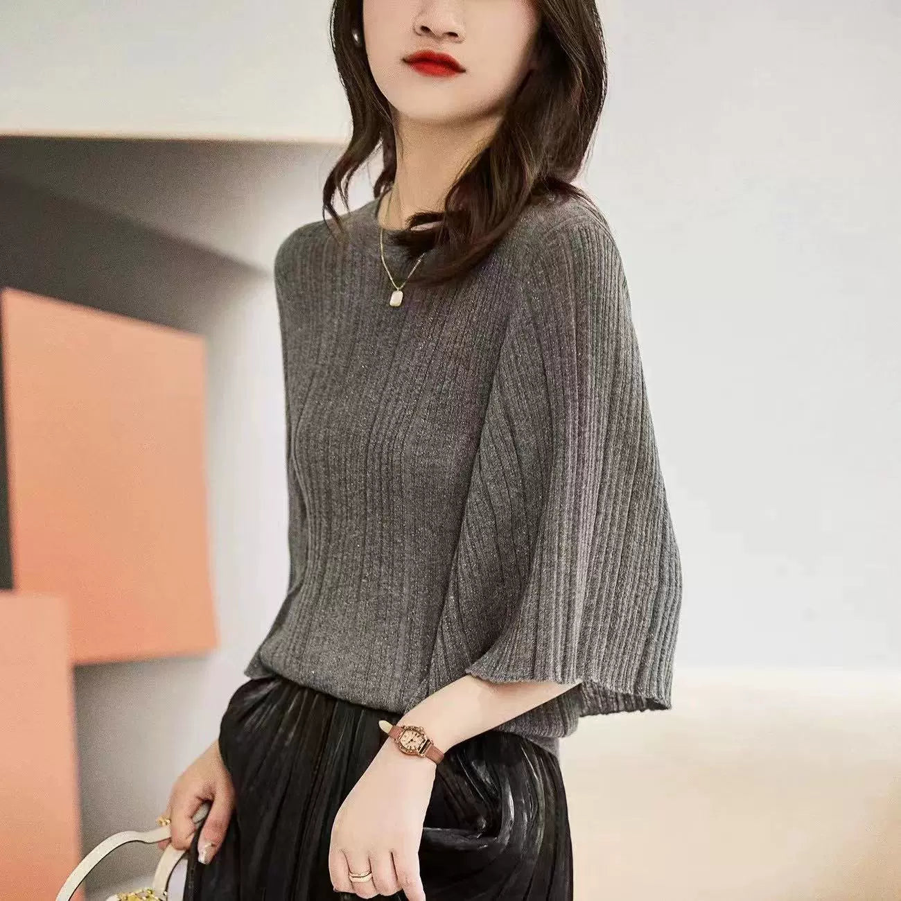 knitwear Trendy, Ice silk Knitted outwear tops