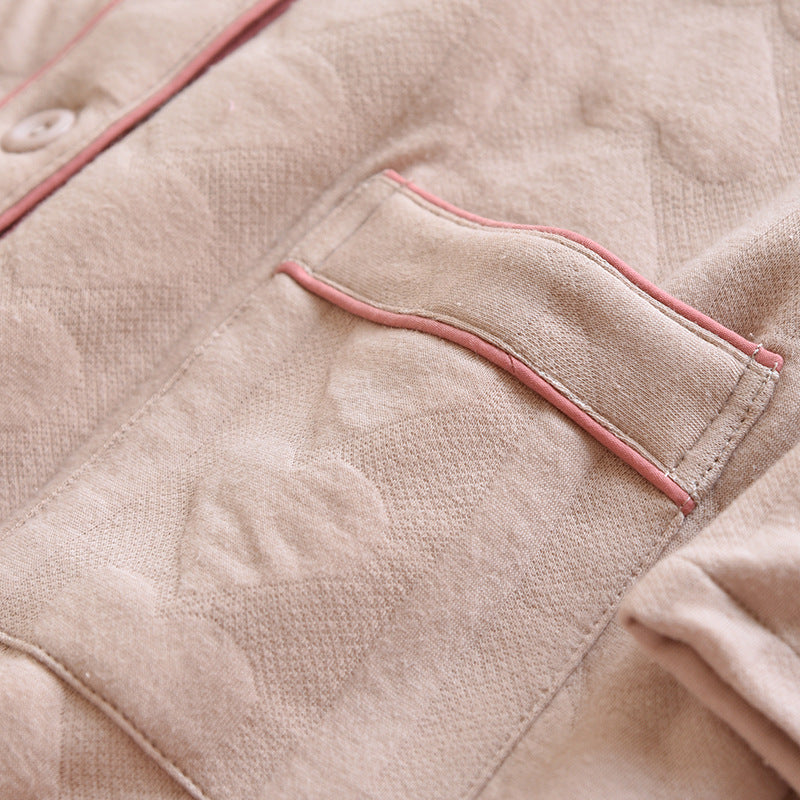 Versatile Women's Solid Color Sleepwear with Air Layer and Long Sleeves