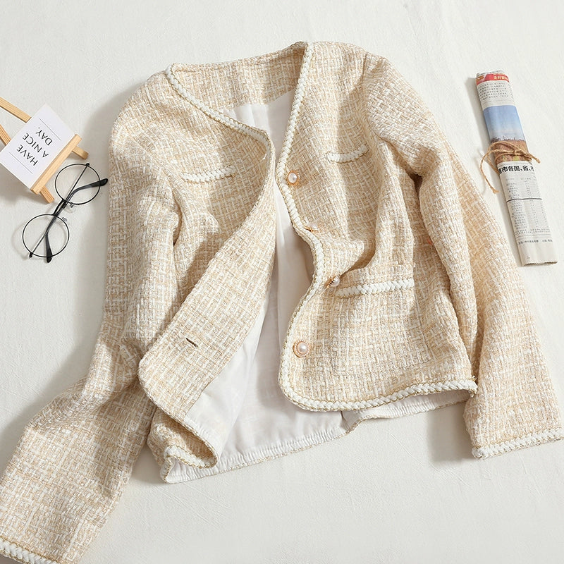 French Tweed Short Jacket Loose Long-Sleeved Cardigan Top