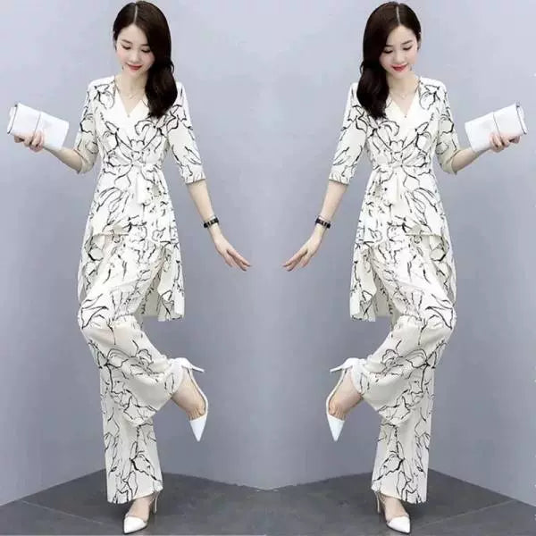 Women's Two-piece chiffon high-waisted draped Dress