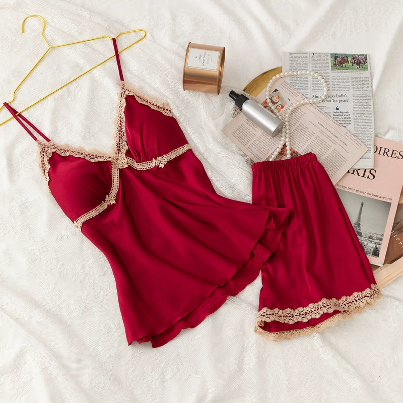 Women's Ice silk summer thin suspender shorts loungewear