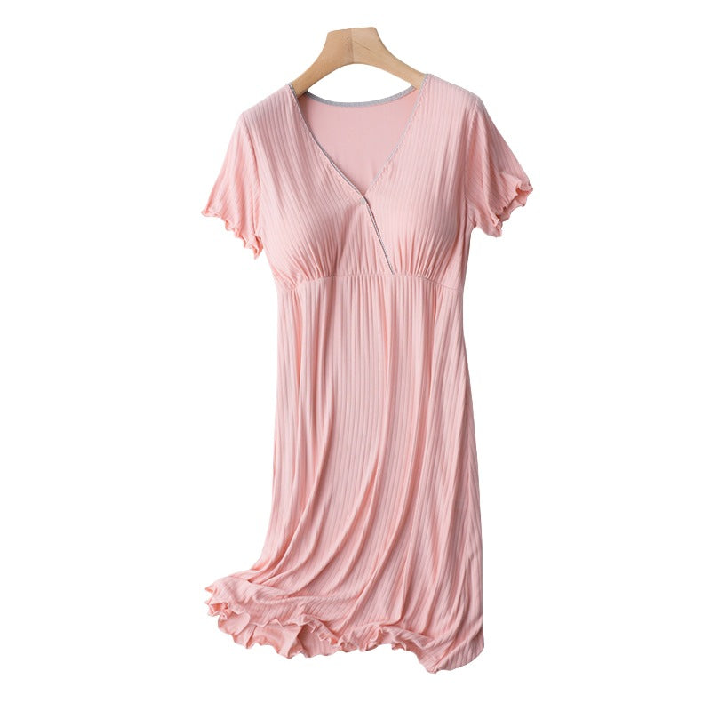 Summer Thin Nursing Postpartum Feeding Free Bra Plus Size Maternity Loungewear With Chest Pad