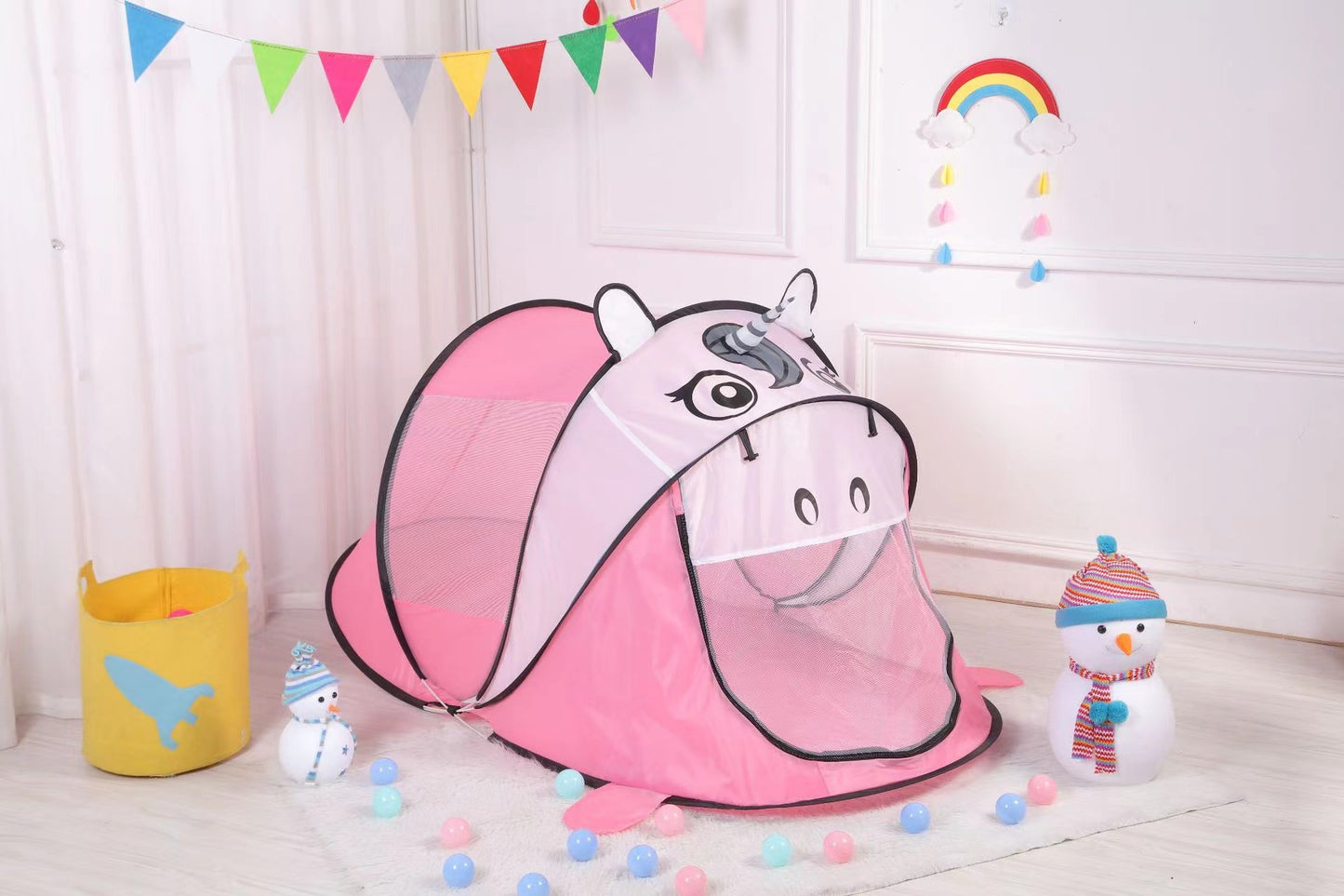 Kids Indoor Dollhouse Tiger Dinosaur Cartoon Foldable Tent