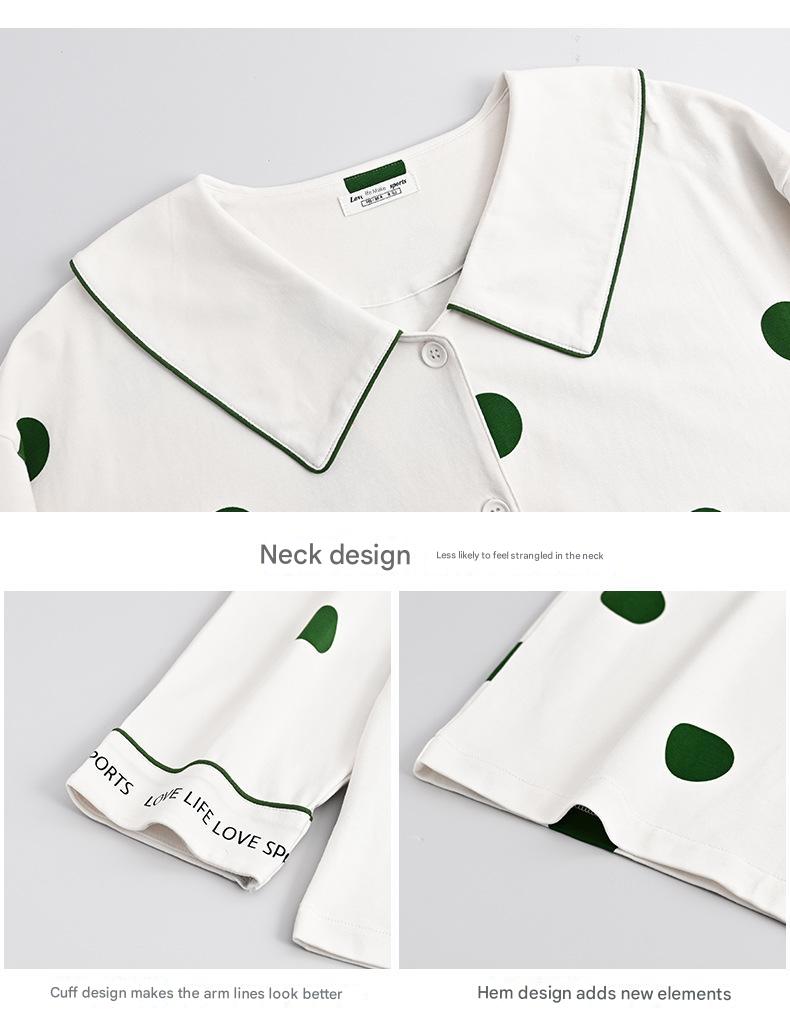 Dotty Delight Lycra Cotton Polka Dot Pajamas with French Collar Luxury Loungewear