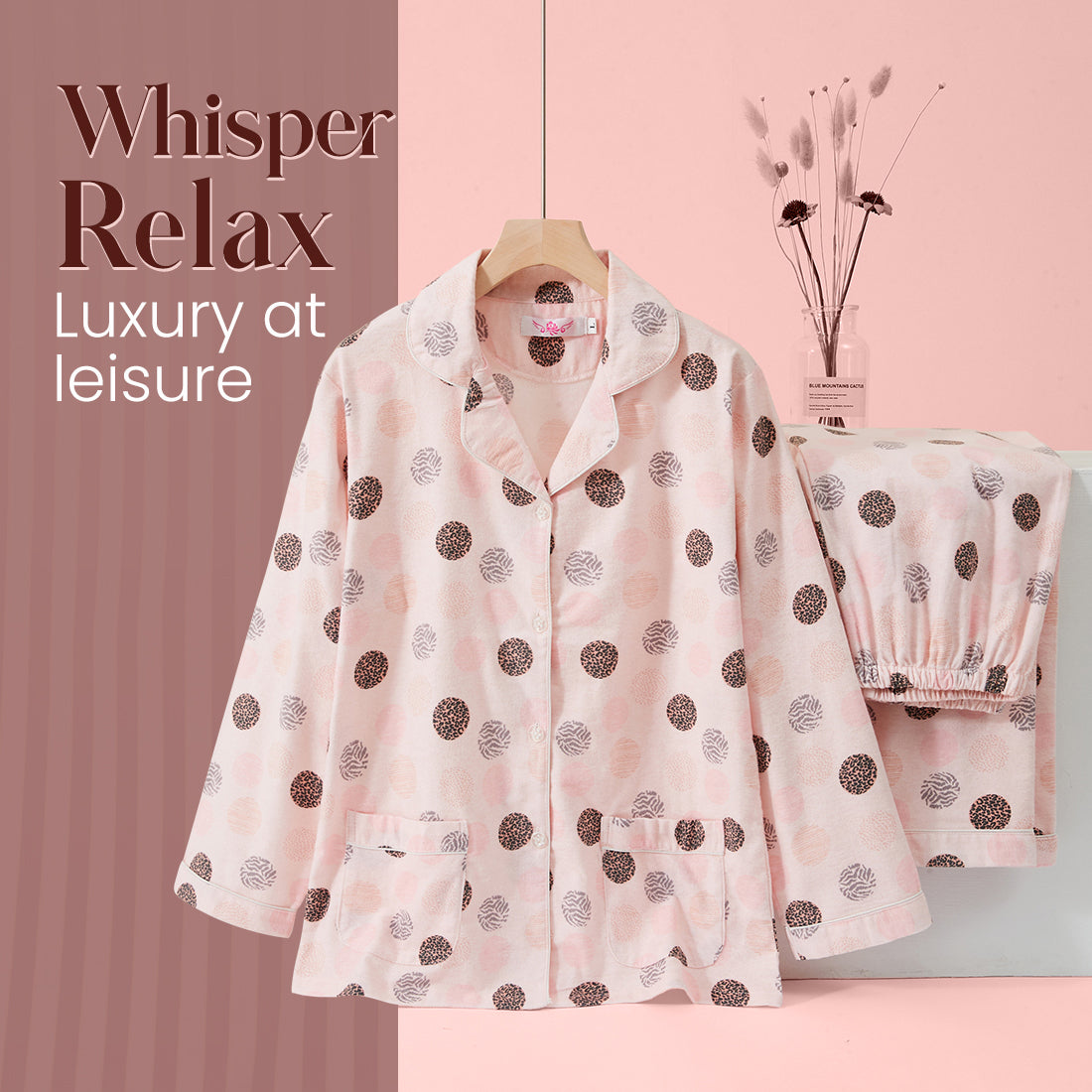 Women's Japanese-Style Cotton Flannel Sleepwear Set For Spring & Autumn