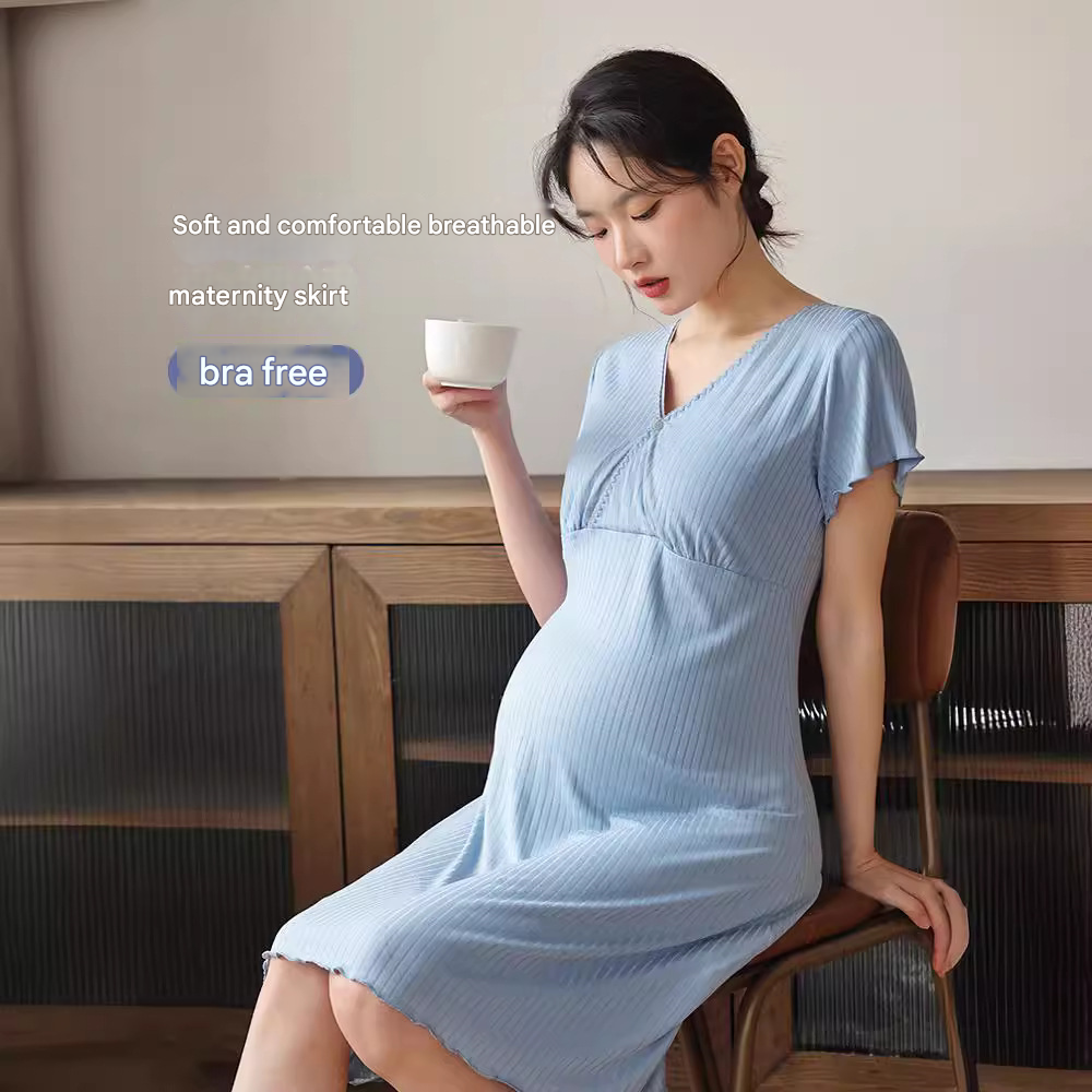 Summer Thin Nursing Postpartum Feeding Free Bra Plus Size Maternity Loungewear With Chest Pad