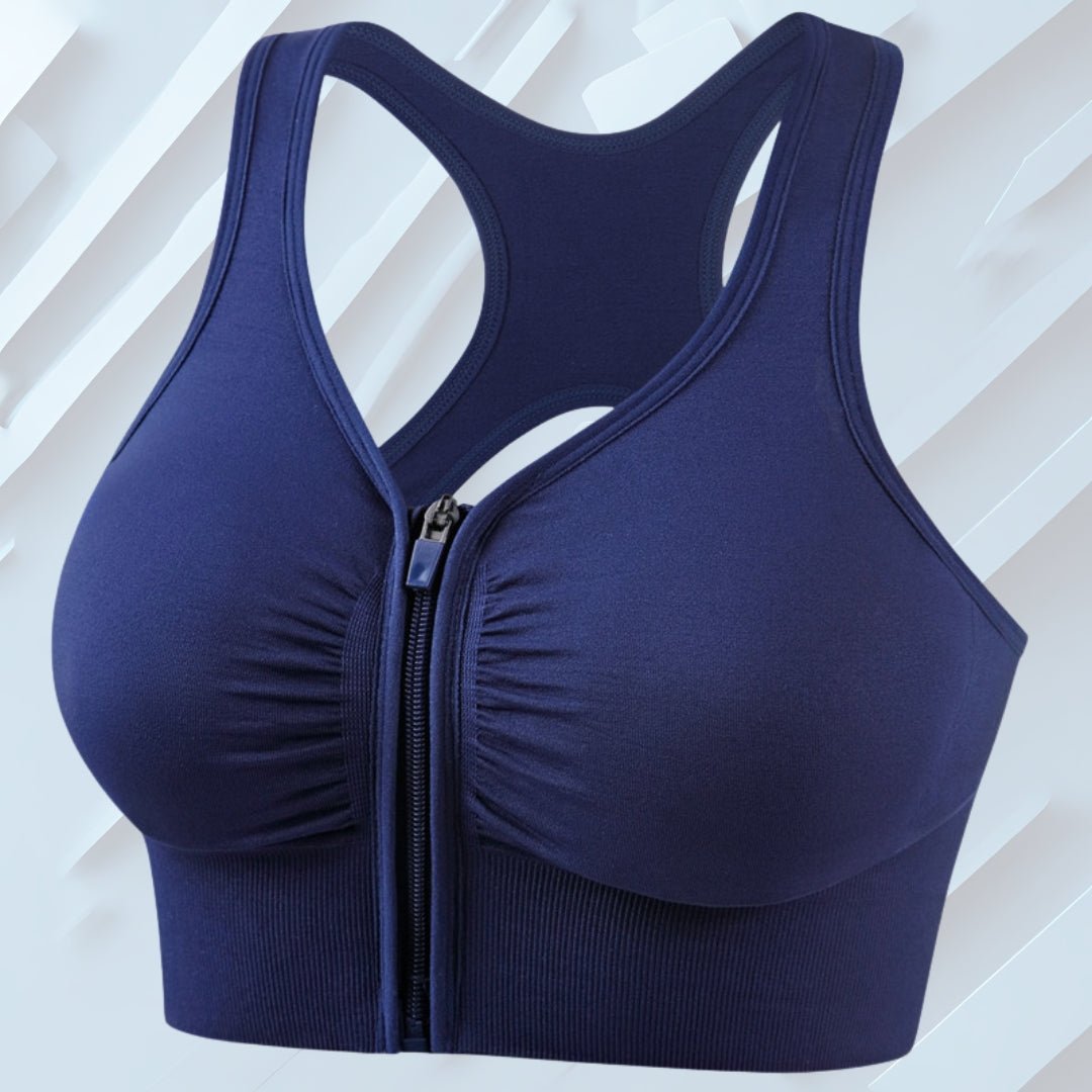 Shockproof Plus Size Running Yoga Fitness Cut-out Front Zipper Women's Sports Bra