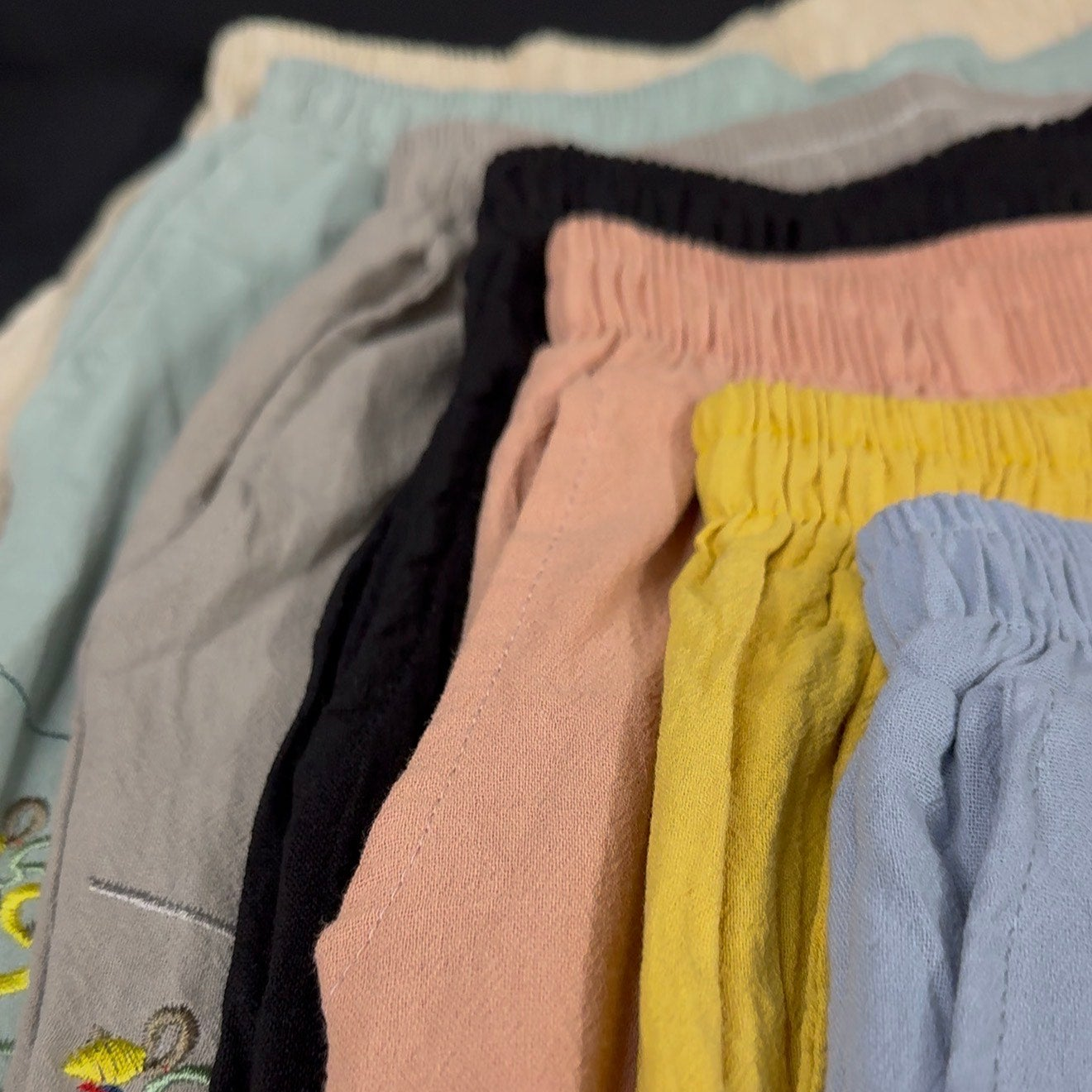 Summer Retro Style Embroidered cotton and linen slacks, women's pant