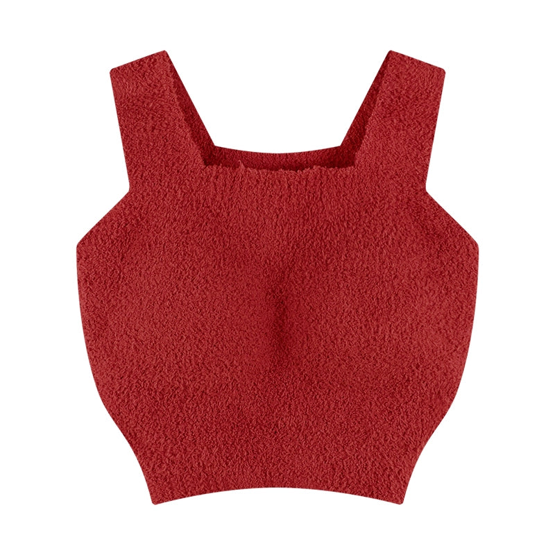 Women's Autumn And Winter With Chest Pad Thickened Short Lamb Fleece Camisole Top