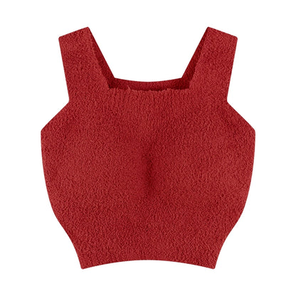 Women's Autumn And Winter With Chest Pad Thickened Short Lamb Fleece Camisole Top