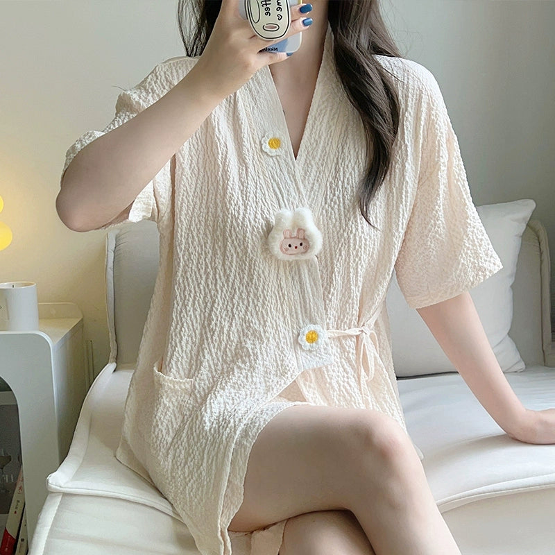 kimono Style women's summer short-sleeved loungewear two-piece suit