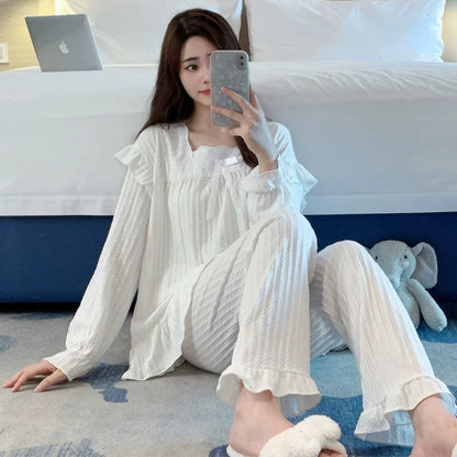 Women's spring and autumn cotton long sleeves trousers style  loungewear set