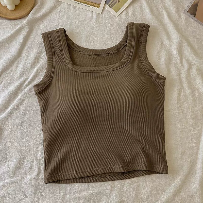 High Elastic Yoga Camisole Top With Built-in Bra For Women