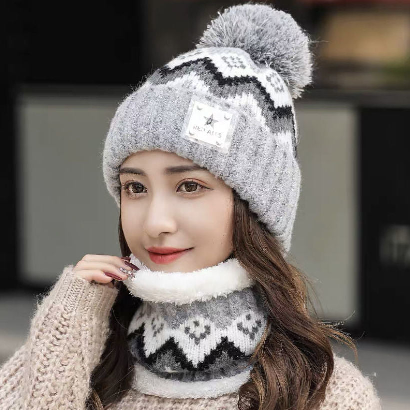 Women's Autumn And Winter Korean Version Ear Protection Wool Thickened Velvet Warm Knit Hat