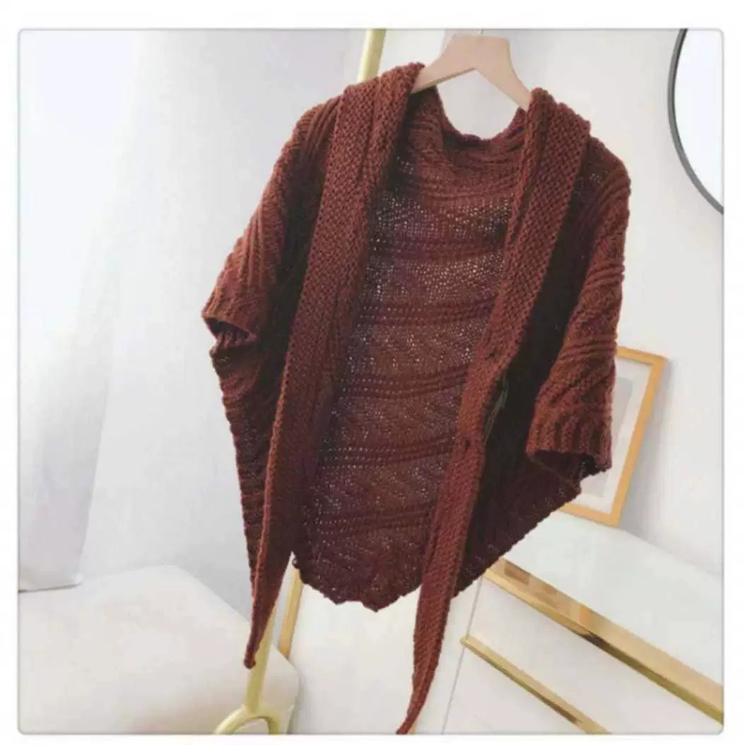 Women's Knitted Triangular Scarf Cape Shawl For Autumn And Winter