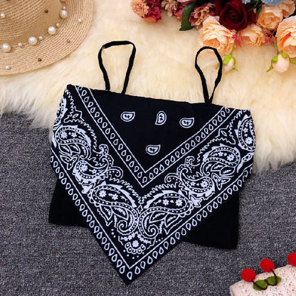 Summer Irregular Pattern Design Camisole Women's Outerwear  Belly Pocket Top