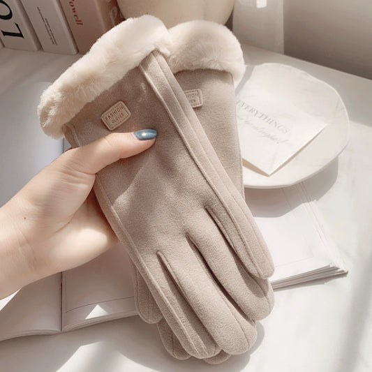 Women's Warm and Cold-Proof Cashmere Wool Gloves With Five-Finger Touch Screen