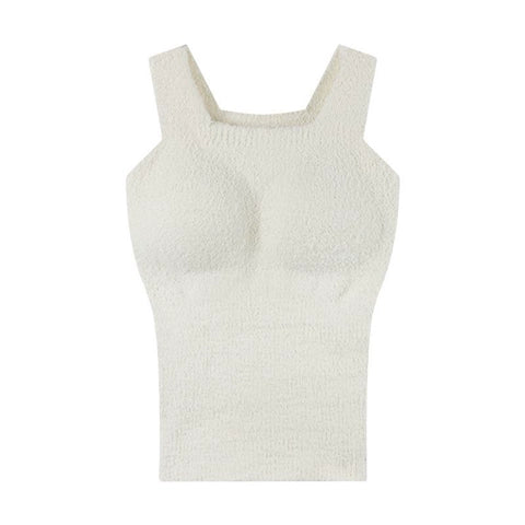 Fleece And Thickened Design Plush Thermal Vest With A Chest Pad Tops