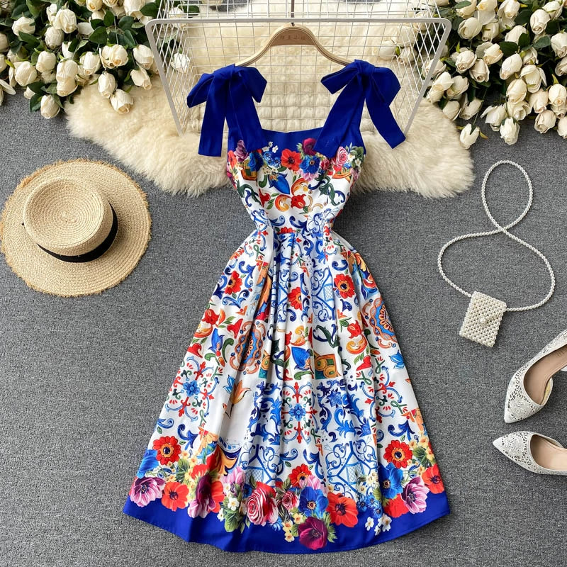 Celebrity Inspired High-End Summer Trendy Printed Slip Luxe Dresses for Women