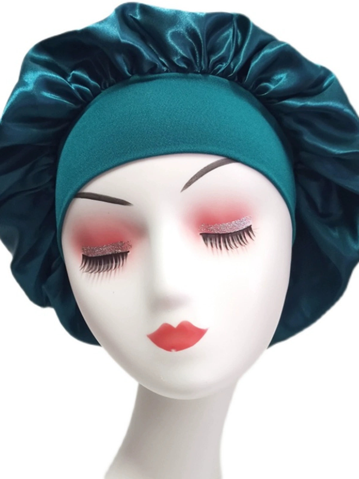 Women's Solid color Wide-Brimmed Elastic Satin Nightcap Sleeping Hair Cap